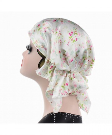 Skullies & Beanies Chemo Cap-Turban Headwear-Multi Function Headwrap and Chemo Hats for Hairloss - Floral White - CK1872O530U...