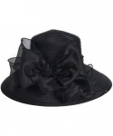Bucket Hats Lady Derby Dress Church Cloche Hat Bow Bucket Wedding Bowler Hats - Wide Brim-black - C317YTI0GGU $32.07