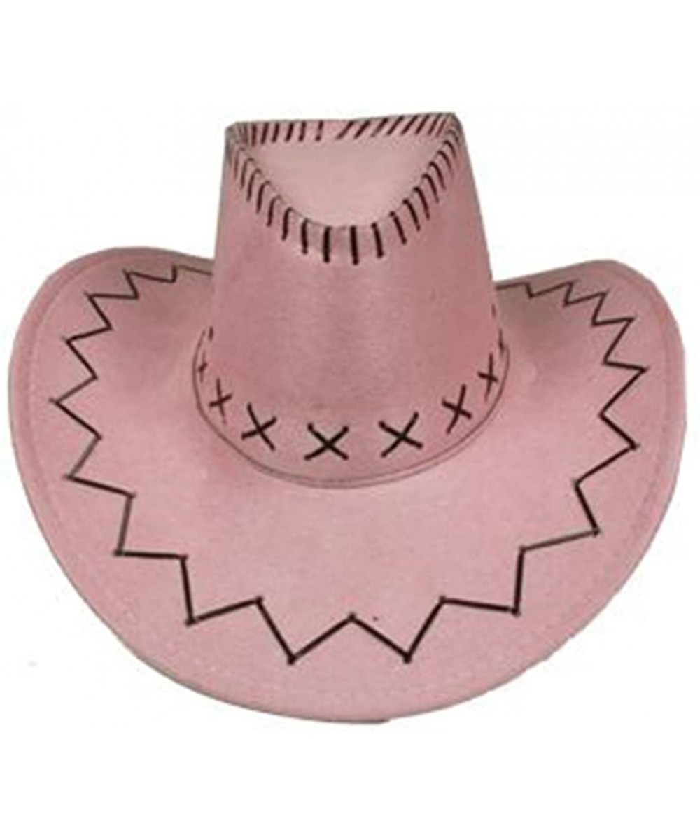 Cowboy Hats Mens Womens Cowboy Cowgirl Hat Whipstitched Felt Chin Strap - Pink - CW18E8KEZTR $22.11