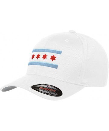 Baseball Caps Chicago Flag Flexfit Premium Classic Yupoong Wooly Combed 6277 LR Hat (Small/Medium- White) - CD1809YGYNO $44.96