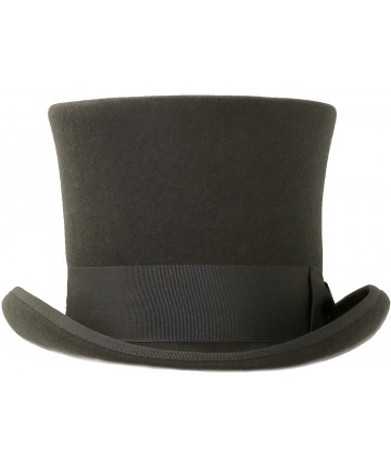 Fedoras Satin Lined Wool Top Hat with Grosgrain Ribbon and Removable Feather - Unisex- Men- Women - Charcoal - C018IOGA73W $6...
