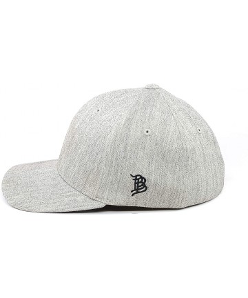 Baseball Caps Midnight Patriot' Dark Leather Patch Flex Fit Fitted Hat - Heather Grey - C818IOG08T4 $79.27