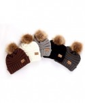 Skullies & Beanies Women Knit Wool Beanie with Fur Pom Poms Unisex Ski Cap Outdoor Thick Knit Hat Caps Skull for Teen Girls J...