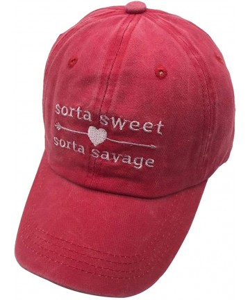 Baseball Caps Unisex Sorta Sweet Sorta Savage Denim Hat Adjustable Washed Dyed Cotton Dad Baseball Caps - CJ18RT7TMHL $17.26