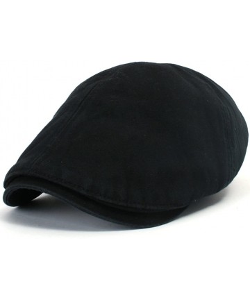 Newsboy Caps Washed Cotton Flat Cap Cabbie Hat Gatsby Ivy Irish Hunting Newsboy Stretch Big Hat - Xl-black - C012HAQQORF $31.32