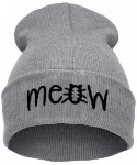 Skullies & Beanies Slouchy Beanie Winter Knit Skull Hat for Women Men with Meow - Gray - C112980Q4UT $12.94