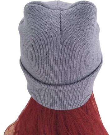 Skullies & Beanies Slouchy Beanie Winter Knit Skull Hat for Women Men with Meow - Gray - C112980Q4UT $12.94