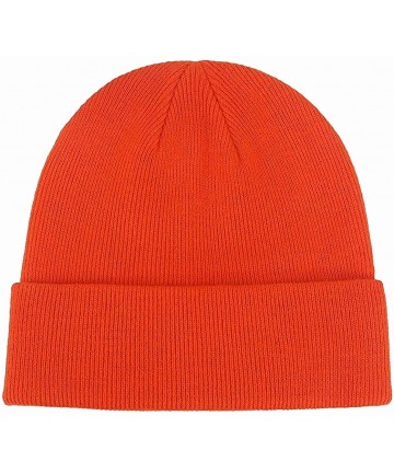 Skullies & Beanies Knit Beanie Hat Cuffed Plain Skull Cap for Men Women - Orange - C41922QOQUN $15.03