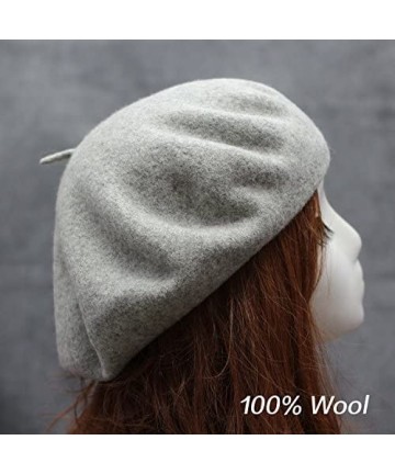 Berets 100% Wool French Style Casual Classic Solid Color Wool Beret Hat Cap - Navy - CK12NR2RUZ5 $12.88