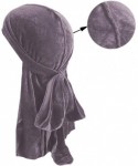 Skullies & Beanies Velvet Men's Women's Du-Rag-Premium Quality-Wave Cap-Durag Headwrap 360 Waves Long Straps - Gray - C918LE0...