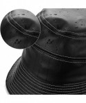 Bucket Hats Women's Rain Hats Waterproof Lightweight Leather Black Bucket Style Hat Cap Wide Brim Bucket Hat Rain Cap - Black...