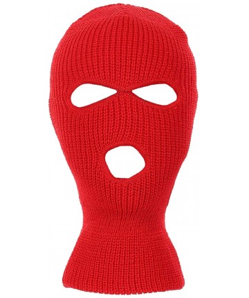 Balaclavas Knitted 3-Hole Full Face Cover Ski Mask - Red - CQ12991AF1P $19.03