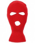 Balaclavas Knitted 3-Hole Full Face Cover Ski Mask - Red - CQ12991AF1P $13.91