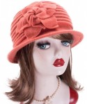 Berets Womens 1920s Look 100% Wool Beret Beanie Cloche Bucket Winter Hat A543 - Orange - C71936SZWQM $17.50