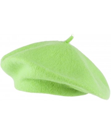 Berets Wool Blend French Beret for Men and Women in Plain Colours - Lime - CE12NGE80IU $14.50