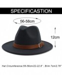 Fedoras Classic Men & Women Wide Brim Fedora Panama Hat with Belt Buckle - Dark Grey - CO18RA2EXEL $20.83