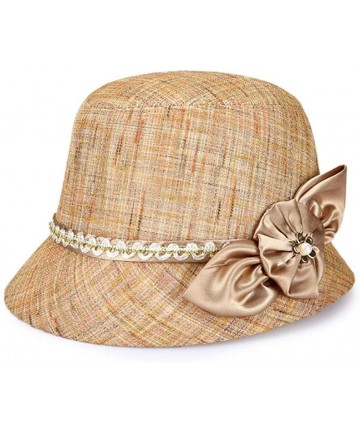 Sun Hats Women Linen/Cotton Summer Sunhat Fedora Beach Sun Hat Summer - Red - CF18SHR0NXY $30.15