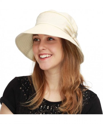 Bucket Hats Light Weight Packable Women's Wide Brim Sun Bucket Hat - Perrine-cream - CN18GQQ9T3Y $22.54