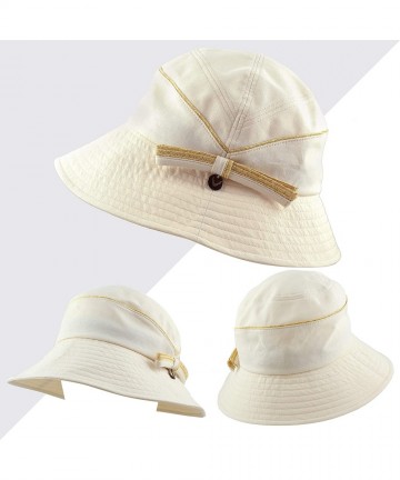 Bucket Hats Light Weight Packable Women's Wide Brim Sun Bucket Hat - Perrine-cream - CN18GQQ9T3Y $22.54