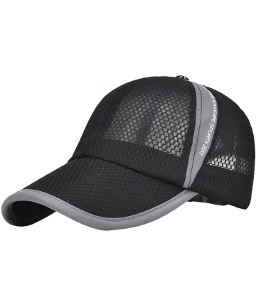 Baseball Caps Unisex Mesh Brim Tennis Cap Outside Sunscreen Quick Dry Adjustable Baseball Hat - A-black - CC183KD52OT $18.69