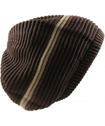 Skullies & Beanies Rasta 100% Cotton Knitted Slouchy Beanie XL - Brown/Khaki - CU12IGGW7VB $29.91
