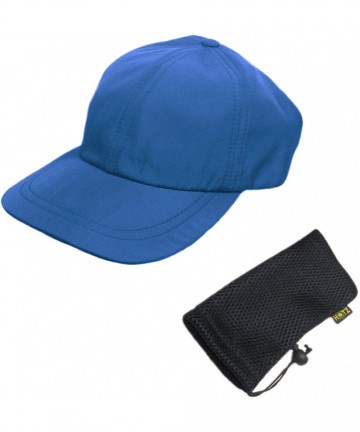 Sun Hats Tactical Cap - Folding Outdoor Hat w/Bag - Travel Military - Blue Microfiber - CT18KLU8230 $31.16