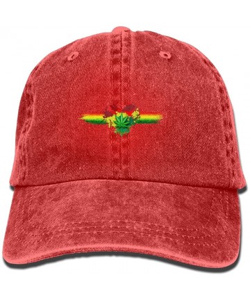 Baseball Caps Rasta Weed Pot Adult Sport Adjustable Baseball Cap Cowboy Hat - Red - CS189XN3XOG $12.47