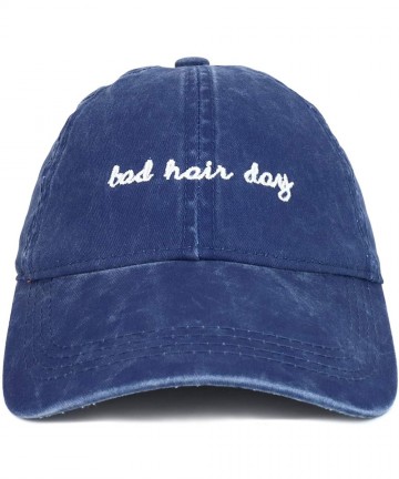 Baseball Caps Bad Hair Day Embroidered Unstructured Washed Cotton Baseball Dad Cap - Navy - C418QSZSODO $24.22