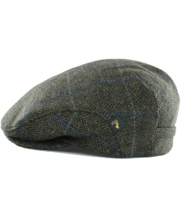 Newsboy Caps Wool Driving Cap Green Herringbone Plaid Made in Ireland - C512I6L3PV7 $58.29