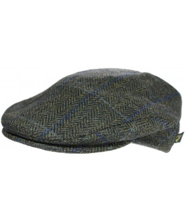 Newsboy Caps Wool Driving Cap Green Herringbone Plaid Made in Ireland - C512I6L3PV7 $58.29