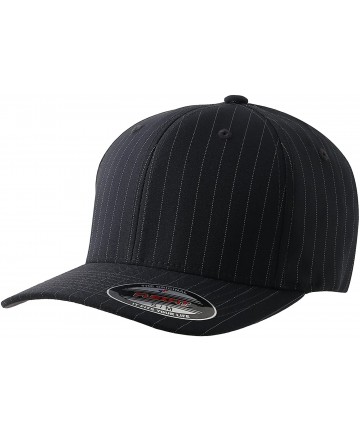 Baseball Caps Original Flexfit Pinstripe Baseball Blank Cap HAT Fitted Flex Fit 6195P - Dark Grey/White - CB11LP9TDB9 $17.24