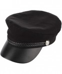 Newsboy Caps Women Classic British Flat Top Fisherman Hat Cotton Breton Fiddler Hat - Balck - CE18IK3UYGC $13.28
