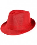 Sun Hats Unisex Trilby Straw Fedora Outdoor Beach Cap Panama Solid Color Sun Hat for Men Women - Red - CD18RQS38U2 $11.54