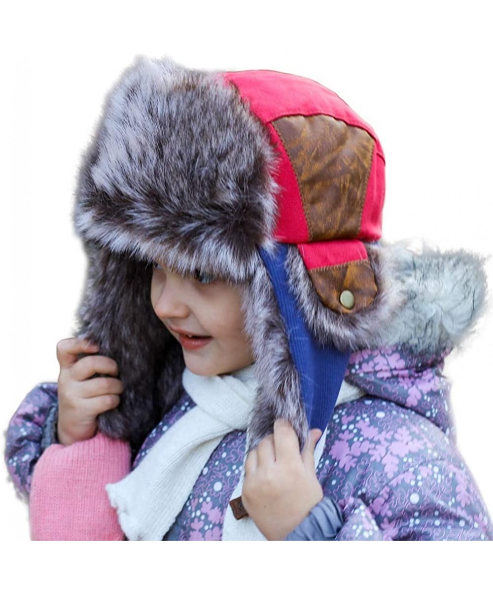 Skullies & Beanies SIGGI Faux Fur Trapper Hat for Men Cotton Warm Ushanka Russian Hunting Hat - 67191_rose - CL18AA2WIIH $33.24