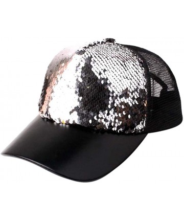 Baseball Caps Unisex Sequins Patchwork Mesh Cap Fashion Baseball Cap Outdoor Net Sun Hat - Black - CS18L636RW4 $13.96