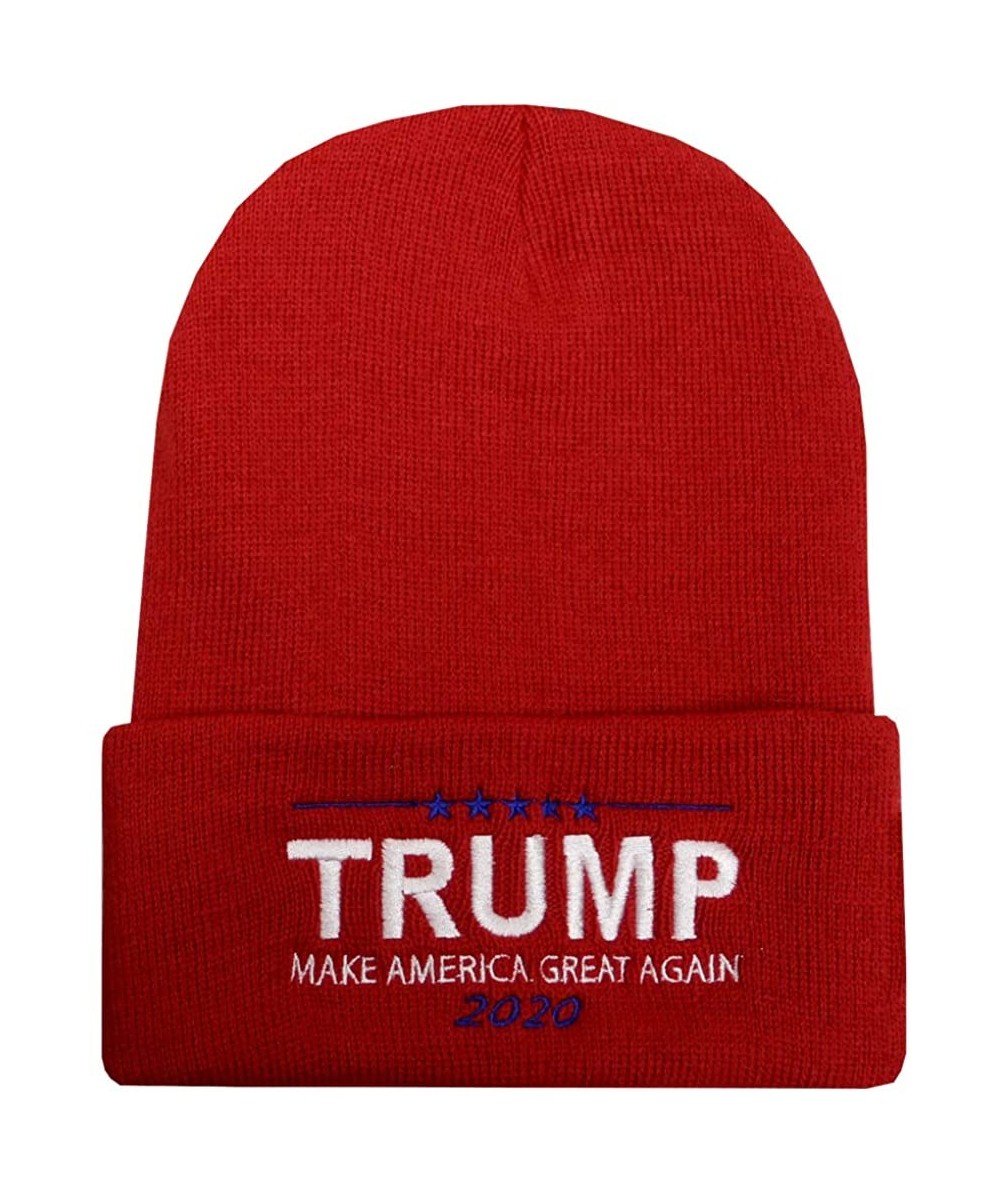 Skullies & Beanies Sk901 Trump Collection Ski Winter Beanie Hat - Multi Colors - Bold Trump 2020 Red - CR18KKQ9YXZ $18.82