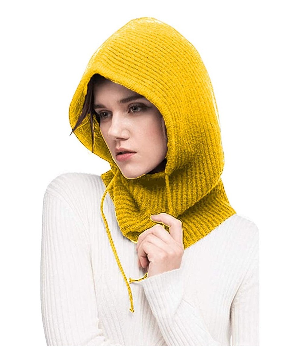 Balaclavas Balaclava Hood hat Windproof Soft Cashmere Fleece Knitted Ski Face Mask for Men Women Children - Yellow - CQ192OYR...