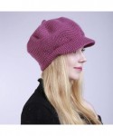 Berets Womens Knit Cap Solid Warm Crochet Winter Wool Knit Manual Caps Hat - Hot Pink - CR18IQ7AGCC $14.84