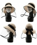 Sun Hats Floppy Straw Sun Hat UPF 50 Wide Brim Beach Summer Hats Packable - (Hat + Detachable Face Shield)_00763beige - CG199...