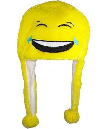 Skullies & Beanies Plush Emoji Ear Flap Beanie W/Fleece Lining (One Size) - Laughing & Crying - CR12NT51HE2 $15.35
