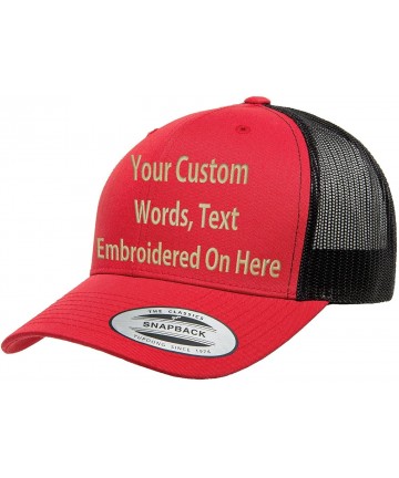 Baseball Caps Custom Trucker Hat Yupoong 6606 Embroidered Your Own Text Curved Bill Snapback - Red/Black - CS1875O9S5R $31.59