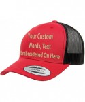Baseball Caps Custom Trucker Hat Yupoong 6606 Embroidered Your Own Text Curved Bill Snapback - Red/Black - CS1875O9S5R $31.59
