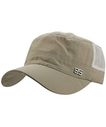 Baseball Caps Mens Women Summer Outdoor Sport Army Flat Top Baseball Hat Running Visor Sun Cap - Beige - C5189ZM8EKO $18.61