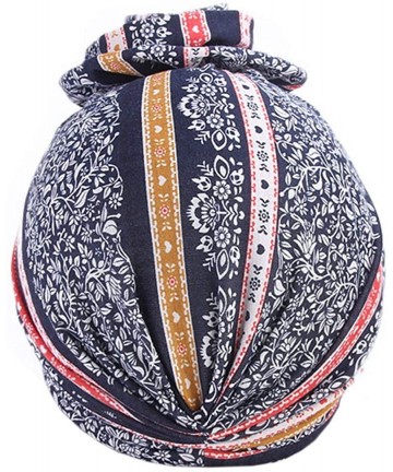 Skullies & Beanies Women Pleated Twist Turban African Printing India Chemo Cap Hairwrap Headwear - Wine Red - CB18U7G8H9E $13.91