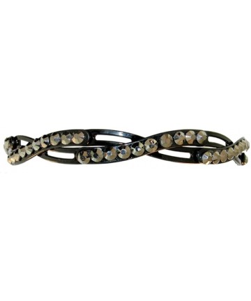 Headbands Folding Foldable Compact Headband with Rhinestones- in Black with Gunmetal Finish - CG11C0G059Z $12.06