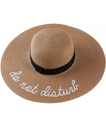 Sun Hats Personalized Letter Embroidery Do Not Disturb Fringed Floppy Beach Hat for Women Honeymoon Nautical - Tan - CE18S5YX...