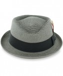 Fedoras Belfry Men/Women Summer Straw Pork Pie Trilby Fedora Hat in Blue- Tan- Black - Grey - C818CT46GX2 $54.85