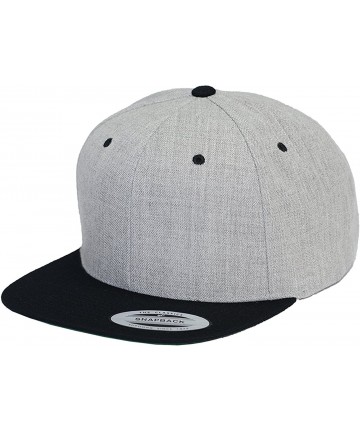 Baseball Caps Classic Snapback Pro-Style Wool Cap - Heather/Black - CS12NU2SYXQ $13.48
