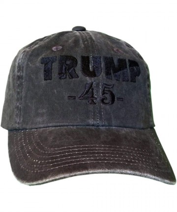 Baseball Caps Trump 45 Hat - Trump Cap - Distressed Black/Black Textured Tone-on-tone - CY12OBTHBEU $23.28