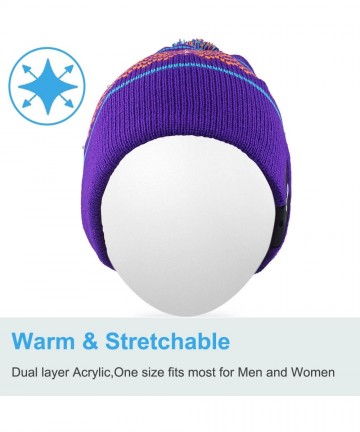 Skullies & Beanies Light Up Beanie Hat Stylish Unisex LED Knit Cap for Indoor and Outdoor - Lb009-purple1 - CY18ASOSMND $40.36